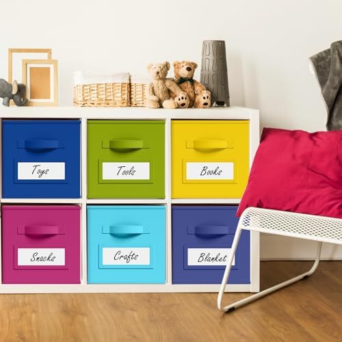 Teenyyou 10 Pack Fabric Storage Cubes 13 Inch Collapsible Cube Bins with Label Window & Handle Foldable Organizers Baskets for Shelf Closet Nursery Kids Room Clothes Book Toy(Candy) - Image 2