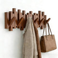 ELECANE Key Holder Wall Mount, Splicable Wooden Piano Coat Rack Wall Mount, Modern Wall Art Flip Down Magnetic Hooks Wall Hook Hat Hanger for Entryway Key Holder Bedroom Kitchen (Brown, 6 Hooks) by Unknown