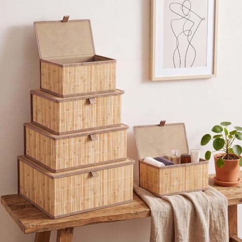 Newtay Set of 5 Large Bamboo Decorative Storage Boxes with Lids - Image 4