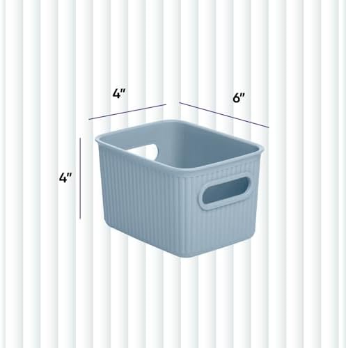 Superio Decorative Plastic Basket Open Home Storage Bins Organizer Baskets, Small, Blue (8 Pack) Container Boxes for Organizing Closet Storage Bins for Shelves Drawer Shelf, 1.5 Liter - Image 2