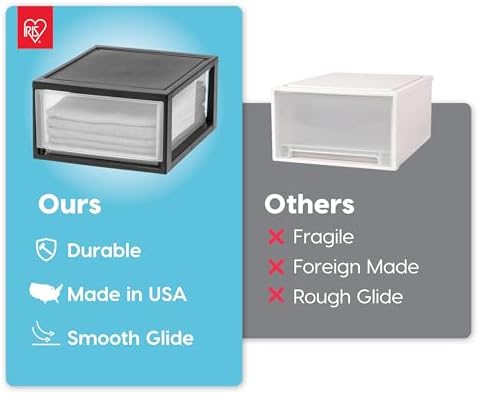 IRIS USA 2-Pack 30 Qt. Stacking Drawer Organizer with Sliding Drawer, Black - Image 5