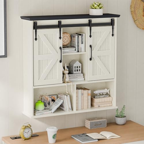 Vabches Bathroom Wall Cabinet, Farmhouse Medicine Cabinet, White and Black - Image 6