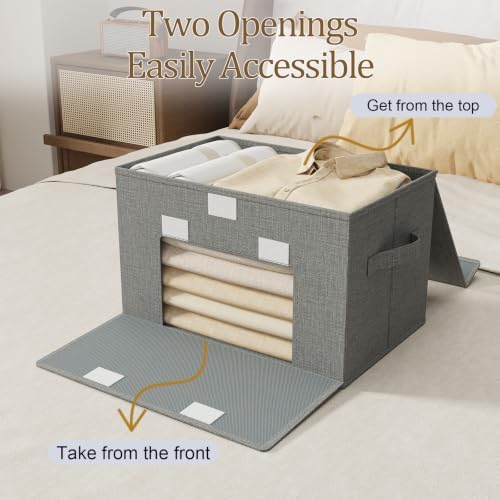 Foldable Storage Boxes with Flip Cover,13x9.1x7.9in,Grey,4 Pack - Image 7
