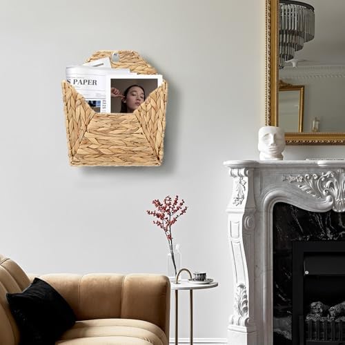 Wall Mounted Storage Baskets, 2PCS Handmade Water Hyacinth Storage Baskets Wall Hanging Organizing Container for Living Room,Bedroom,Kitchen (Large+Small) - Image 7