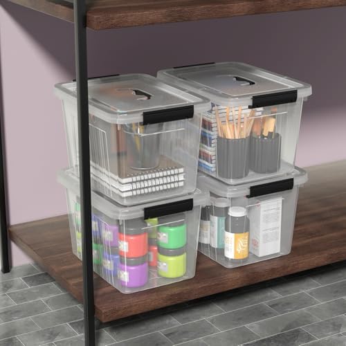 12 Quart Plastic Storage Bins with Lids, Plastic Storage Box, 6 Packs - Image 5