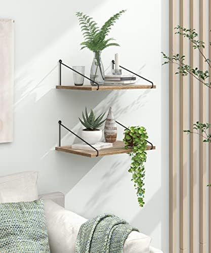 Afuly Rustic Floating Shelves for Wall, 12 Inch Deep Wooden Shelf Set of 2 - Image 2