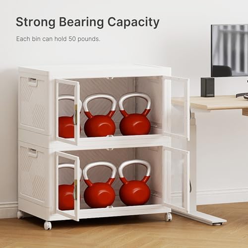 544QT Stackable Storage Bins with Lids, 136Gal Foldable Storage Cabinets - Image 3