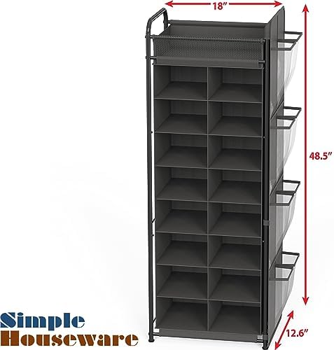 Simple Houseware 16 Cube Shoe Stand Tower Rack 8 Tier, Dark Gray - Image 3
