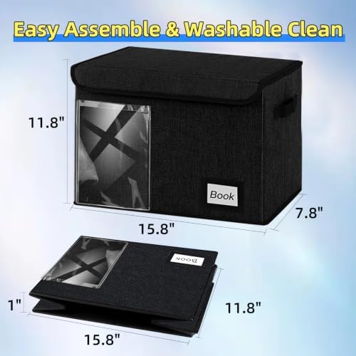 Display Collection Comic Book Storage Boxes, Protector Organizer 15.8" X 7.8" X 11.8" Collapsible Holds 160-180 Comic Book Heavy Duty Bin Container Holder Shelf, 5 PCS - Image 3