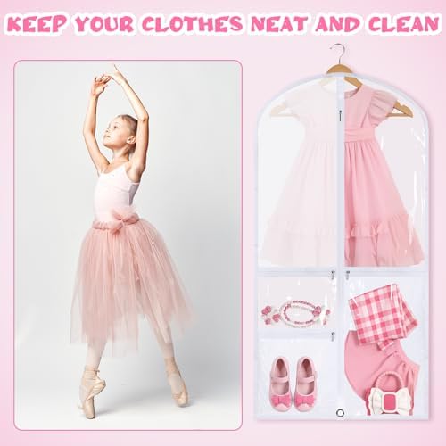 Geelin 14 Pcs Garment Bags for Dance PVC Clear, White - Image 5
