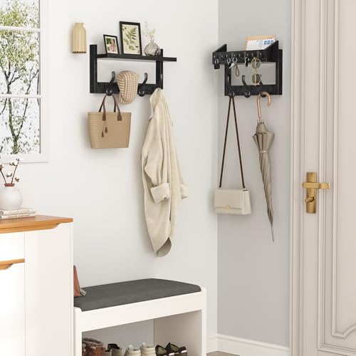 Evermagin 29" Coat Rack Wall Mount with Shelf & 11 Hooks, Entryway, Black - Image 3