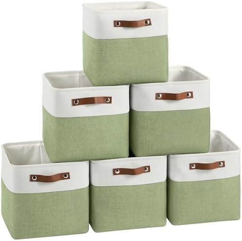 FinishingBo 11x11 Cube Storage Bins 6 Pack, Fabric Basket with Handles by SimplifySpaceSimplifyLife