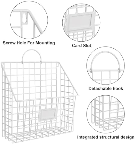 4 Packs Hanging Wall File Organizer with Hooks, Magazine Rack ,Mail Basket - Image 6