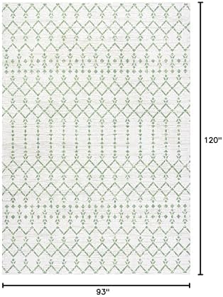Eyely Moroccan Textured Weave Area Rug 8X10 Green/Ivory, Indoor Outdoor Rug - Image 2