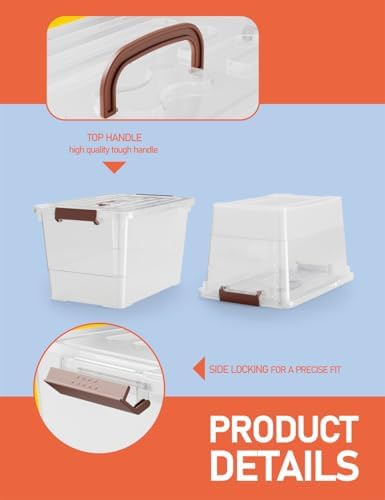 WYT 32 Qt Plastic Clear Storage Bin with Durable Lids and Latching Buckle, 6-Pack Tote Organizing Box Stackable and Nestable - Image 3
