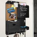 Key Holder Wall Mount with Drawer and Mail Organizer, Black by HEKOOLA