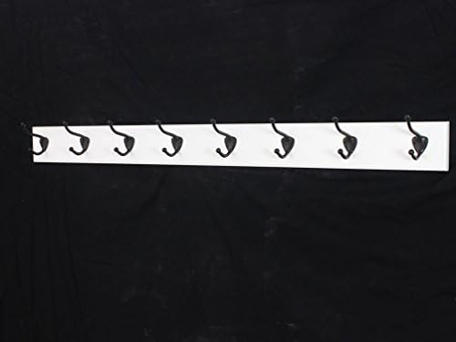 White Coat Rack with Oil Rubbed Bronze Hat & Coat Style Hooks (41" x 3.5" with 8 hooks) by PEG+AND+RAIL