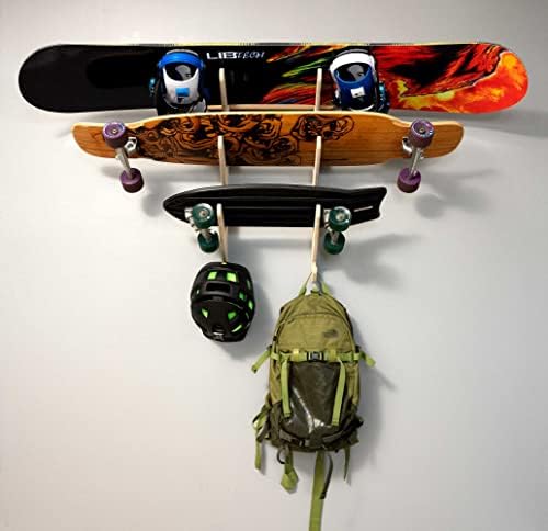Grassracks Bamboo & Birch Snowboard Rack and Skateboard Rack - Moloka`i Series Snowboard Wall Mount - Image 5