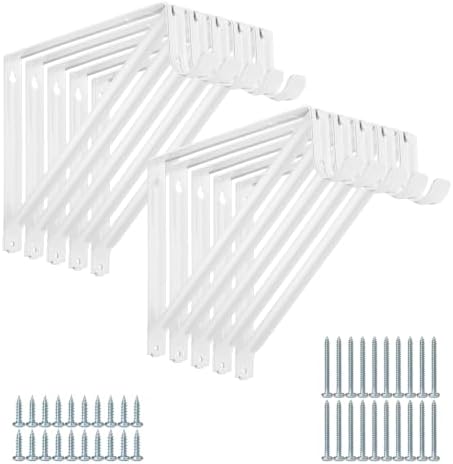 10 Pack Heavy Duty Closet Shelf & Rod Brackets, Wall Mounted Closet Shelf Brackets, 11 x 9.45 Inch Closet Shelf Brackets with Rod Support, White by KOVOSCH