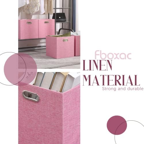13x13x13 Inch Foldable Cube Storage Bins with Metal Handles, 4 Pack - Image 6