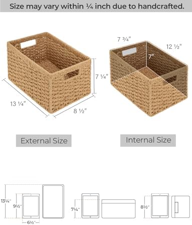 StorageWorks Wicker Storage Baskets for Shelves, Paper Rope Basket, 2-Pack - Image 2