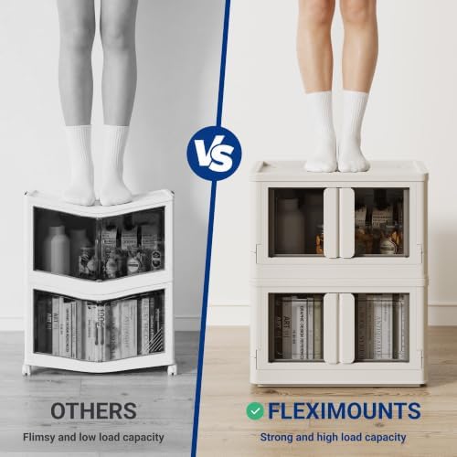 FLEXIMOUNTS 75 QT Stackable Plastic Storage Bins With Lids, Milky White - Image 4