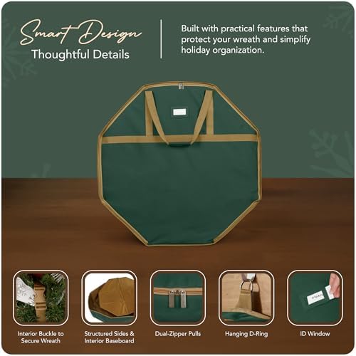 Covermates Deluxe Wreath Storage Bag, 36" Diameter x 8" H, Green - Image 4