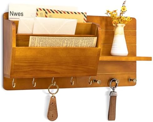 Rebee Vision Key Holder Wall Mount with 8 Hooks for Home Decor, Yellow by REBEEVISION