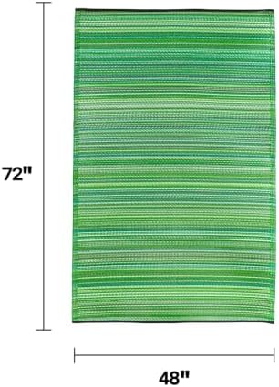 Fab Habitat Outdoor Rug - Waterproof, Fade Resistant, Crease-Free - Premium Recycled Plastic - Striped - Patio, Deck, Porch, Balcony, Laundry Room - Cancun - Green - 4 x 6 ft - Image 2