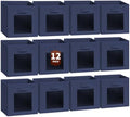 Homsorout Storage Cube 11 Inch - Cube Storage Bins with Window, Closet Storage Baskets with Handle, Fabric Bins for Closet, Shelves, Toys, Clothes, Set of 12, Navy Blue by Homsorout