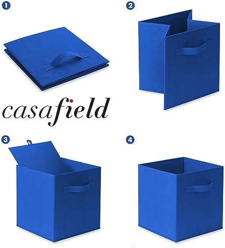 Casafield Set of 12 Collapsible Fabric Cube Storage Bins, Royal Blue - 11" Foldable Cloth Baskets for Shelves, Cubby Organizers & More - Image 6