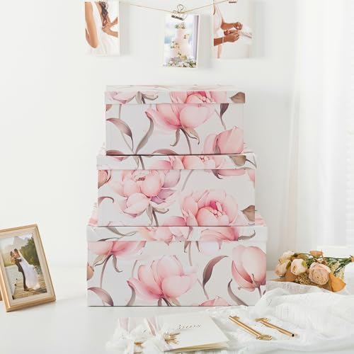 Soul & Lane - Peonies Paradise Decorative Storage Boxes with Lids, Set of 3 - Image 2