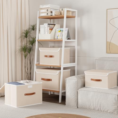Yawinhe Storage Bins with Lids,Beige,17.7x11.8x11.8in,3-Pack - Image 3