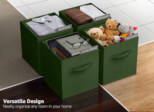 Sorbus Fabric Storage Cubes, 6-Pack Foldable Bins (13 Inch, Dark Green) - Image 5