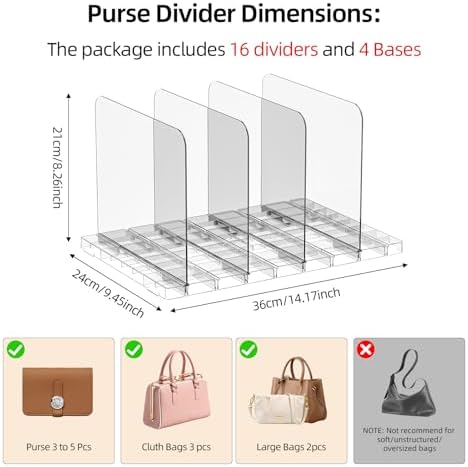 HOYOJA 4 Pack Clear Bag Purse Organizer for Closet Shelf, Handbag Organizer - Image 5