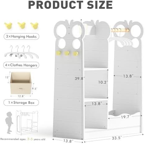 BlueWood Dress Up Storage Kids Wardrobe with Mirror, Toddler Costume Closet - Image 3