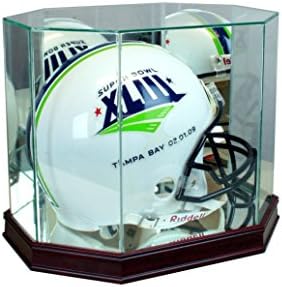 Octagon Football Helmet Display Case with Sport Moulding (Cherry with 99% UV Glass) - Image 2