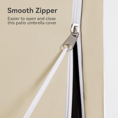 Patio Umbrella Cover Outdoor Offset Cantilever Umbrella Covers, Beige - Image 6