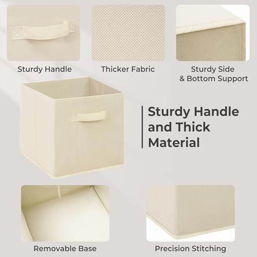Easi Storage Cubes, 11 Inch Storage Bins, Set of 8, Foldable Fabric Cube Storage Organizer With Handles, Closet Cube Storage Bins, Collapsible Cubby Storage Organizer for Shelves,Offices, Beige - Image 5