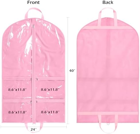 LOVEGRASS Kids Garment Bags for Dance with 4 Zipper Pockets, 6 Pack, Pink - Image 2