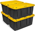 CX Heavy Duty 17-Gallon Stackable Plastic Storage Bins with Lids, 4 Pack by BLACKYELLOW