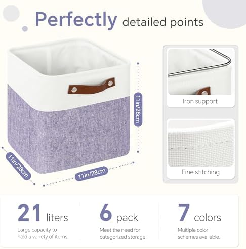 FinishingBo 11 inch Cube Storage Bin 6 Pack, Cube Organizer Bins - Image 4