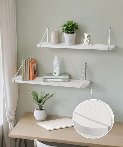 Afuly White Floating Shelves for Wall, 24in Shelf with Brackets, Set of 2 - Image 4