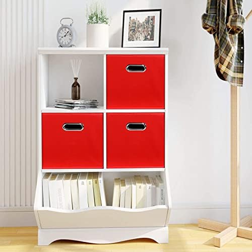 Fabric storage bins Cubes, Fabric Cube Organizer with Handle, Foldable Cube Bins for Cloth or Accessary Storage, 11x11x11, Set of 8, (Red) - Image 4