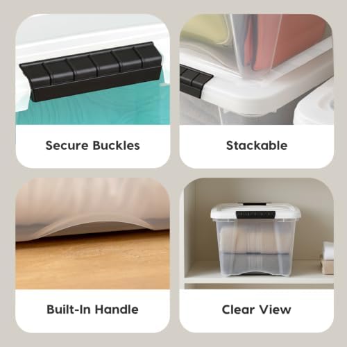 IRIS USA 19 Qt Storage Bins with Lids, 6 Pack, BPA-Free, Clear/White - Image 3