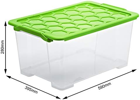 Rotho Evo Safe Keeping Set of 3 Storage boxes with lid 40 l, Plastic (PP) BPA-free, green/transparent, 3 x 44l (59,0 x 39,5 x 28,0 cm) - Image 5