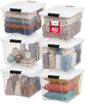 IRIS USA 40 Qt Storage Bins with Lids, 6 Pack, Clear/White by IRISUSA