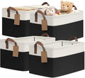 CHICVITA 4 Pack Large Fabric Storage Baskets for Shelves, 30L Black & White by CHICVITA