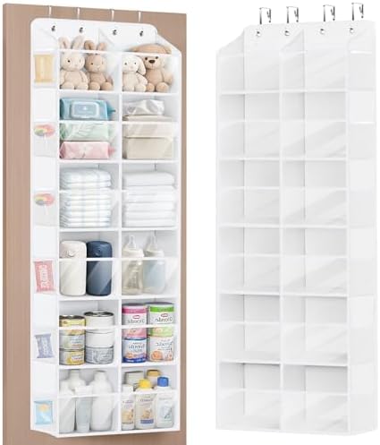 Univivi Over the Door Organizer, 6 Tiers Large Behind Door Storage, White by Univivi