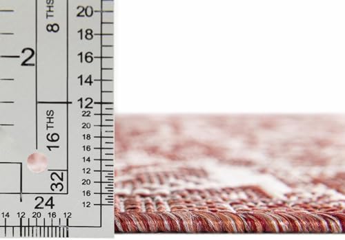 Rugs.com - Outdoor Aztec Rug – 8 Ft Octagon Rust Red Indoor/Outdoor Rug – Weather Resistant for Patios, Decks, and Porches - Image 6